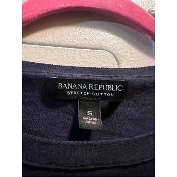 Banana Republic Stretch Cotton Boat Neck Navy & White Striped Woman’s Shirt Size - Picture 8 of 11